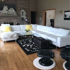 Custom Ekornes-Stresless White Sectional Sofa
